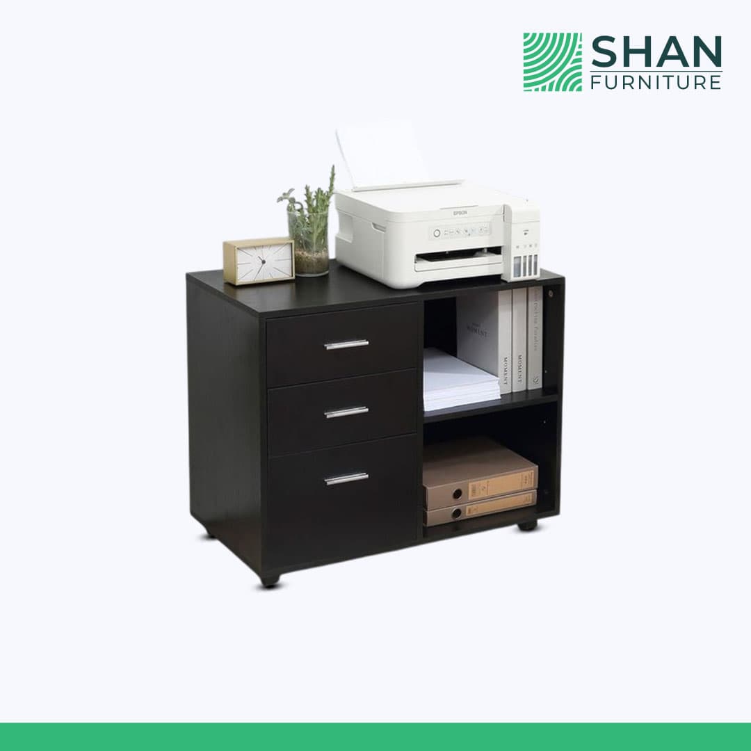 Espresso Printer Cabinet with Three Drawers