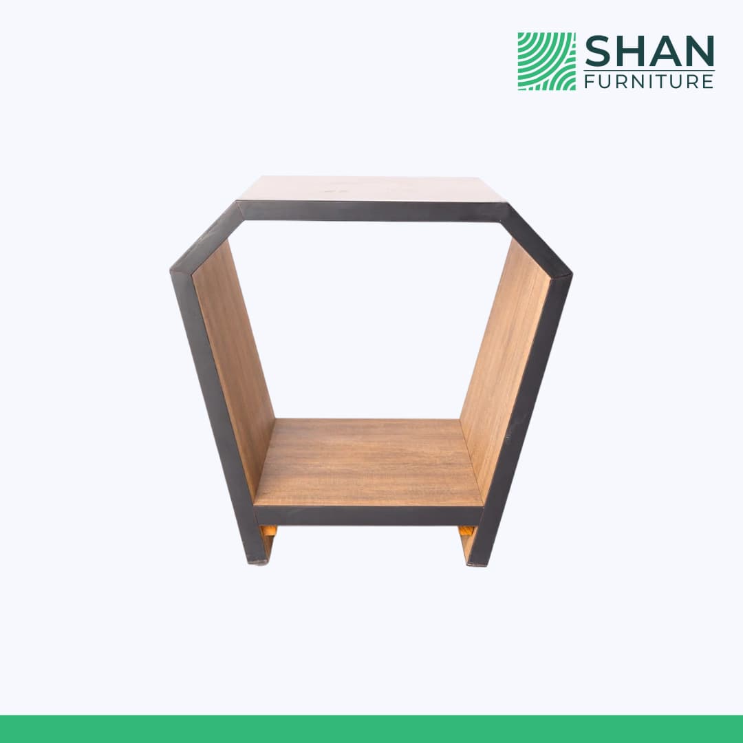 Geometric Wood Side Table