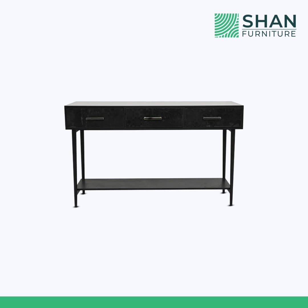 Black 3-Drawer Console Table