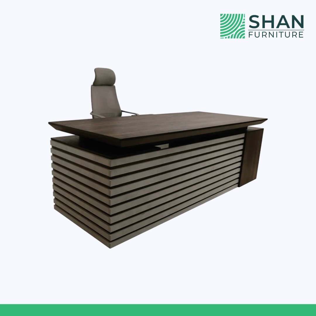 Floating-Top Executive Desk with Slat Base