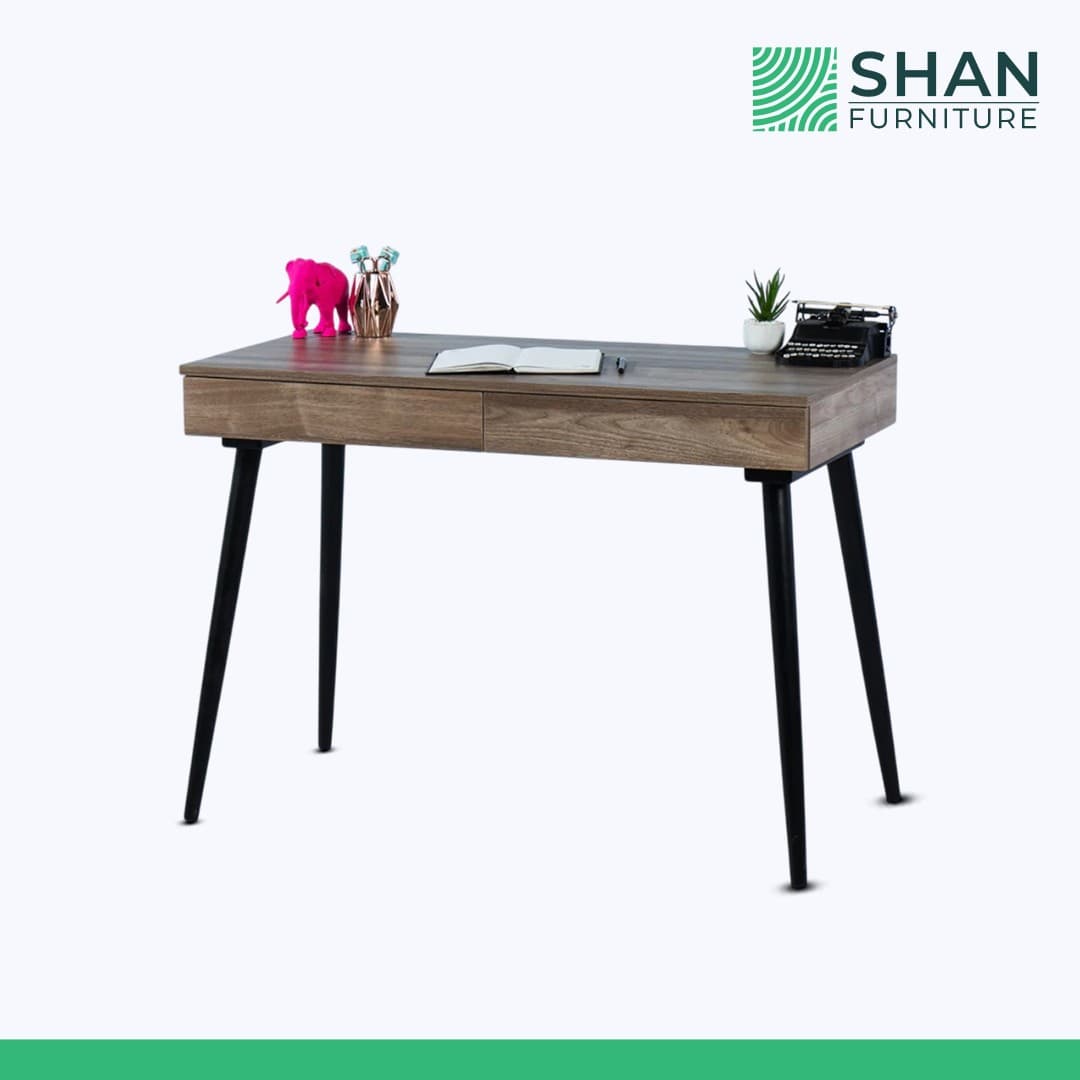 Grey Wood Writing Desk with Black Legs