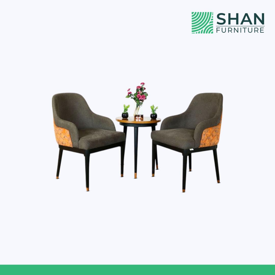 Olive and Rust Quilted Chair Set with Side Table
