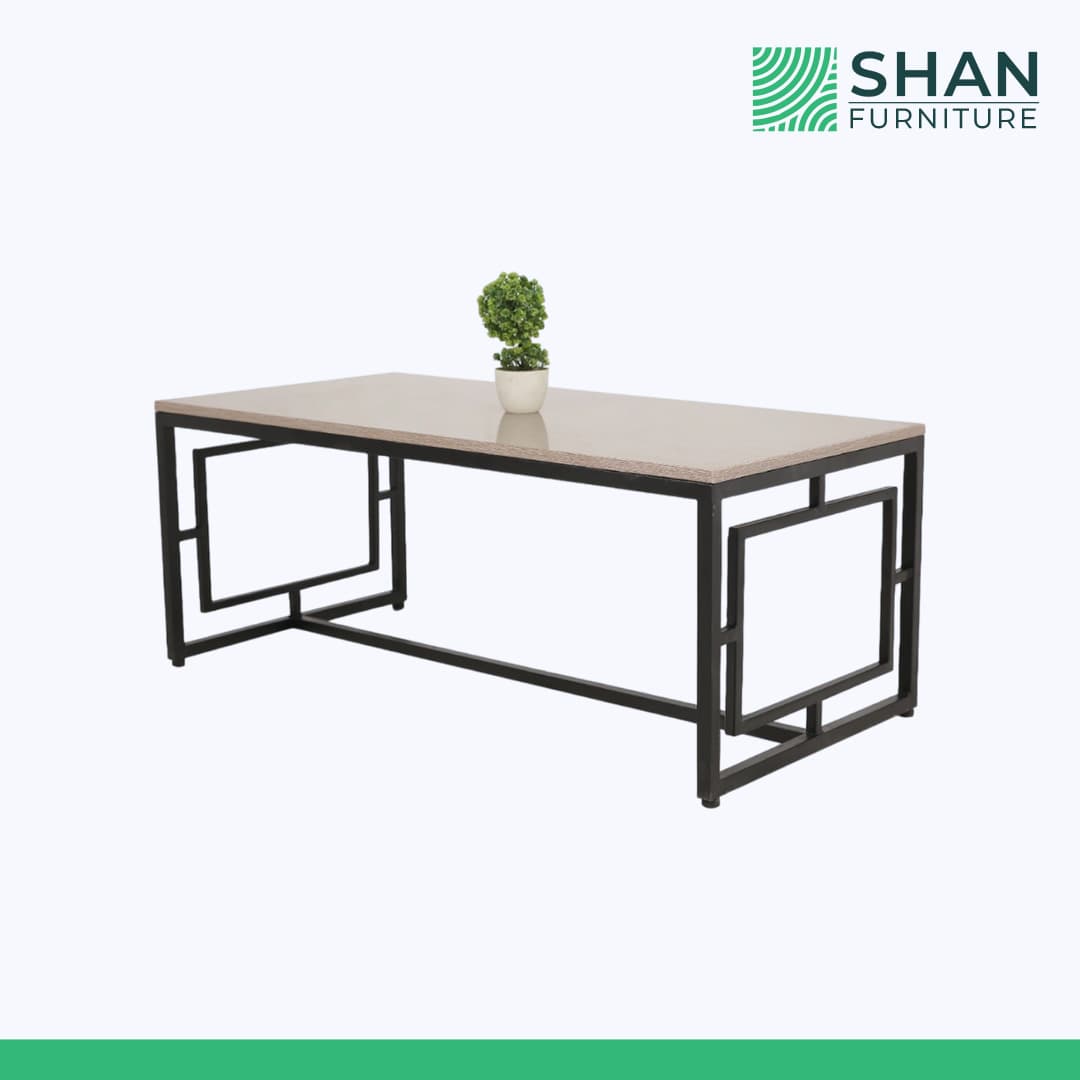 Cream Geometric-Frame Center Table