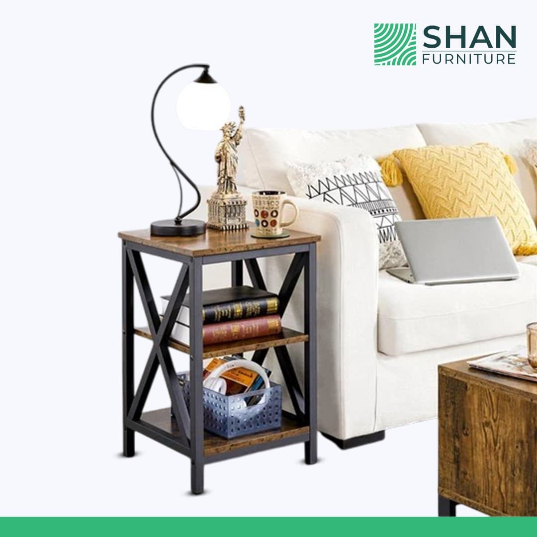 Industrial X-Frame Side Table