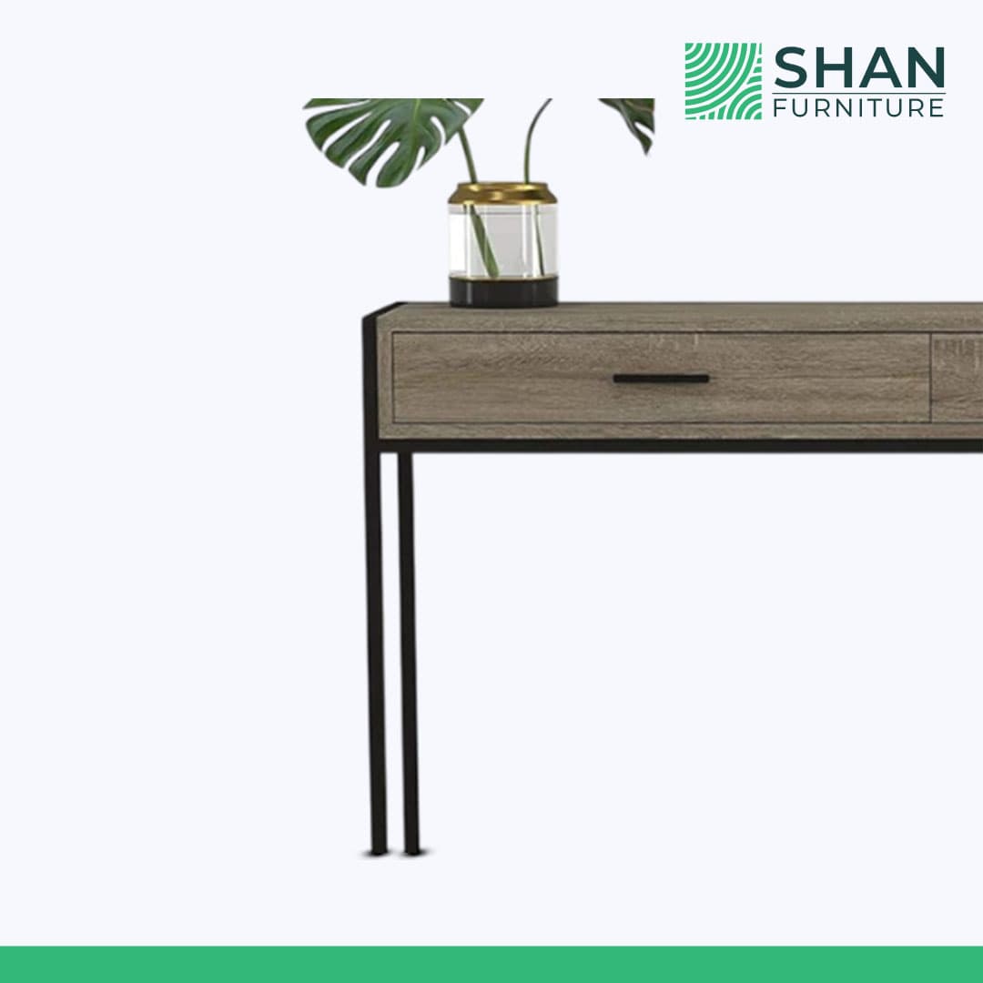 Grey Wood Console Table with Drawer