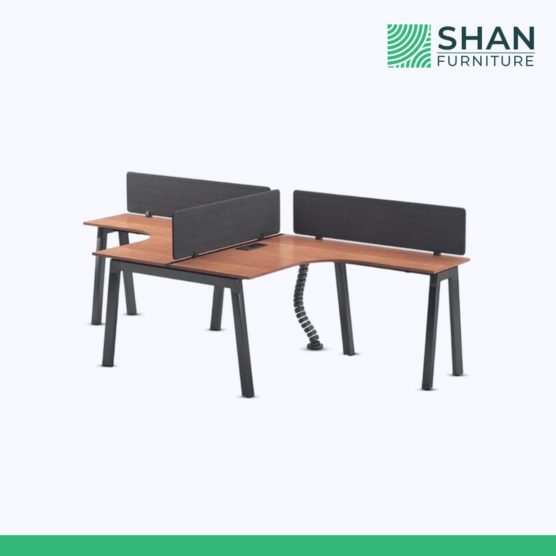 L-Shaped 2-Person Cluster Workstation
