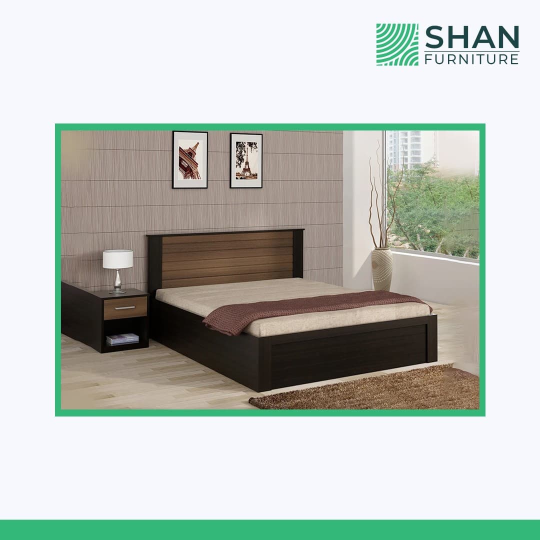 Espresso Stripe Bed with Matching Nightstand