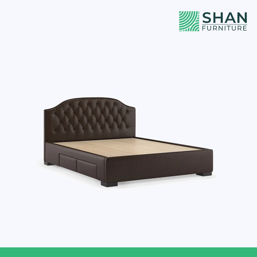 Espresso Faux Leather Arched Storage Bed