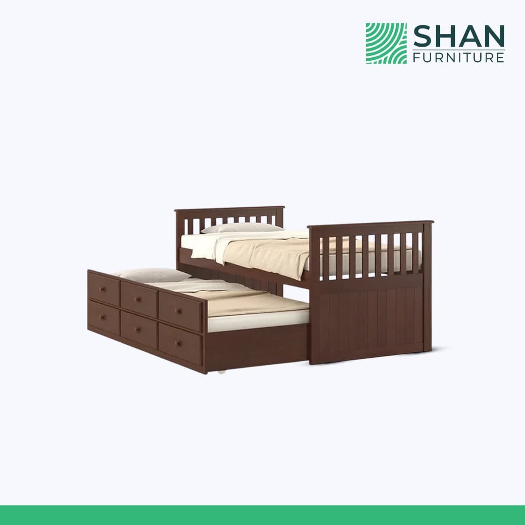 Walnut Daybed with Slat Headboard and Trundle