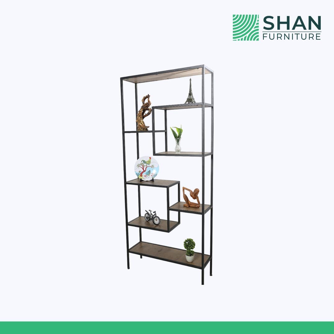 Staggered Black Metal Display Shelf