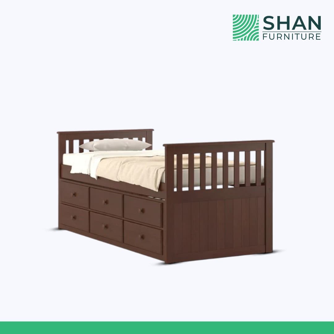Walnut Daybed with Slat Headboard and Trundle