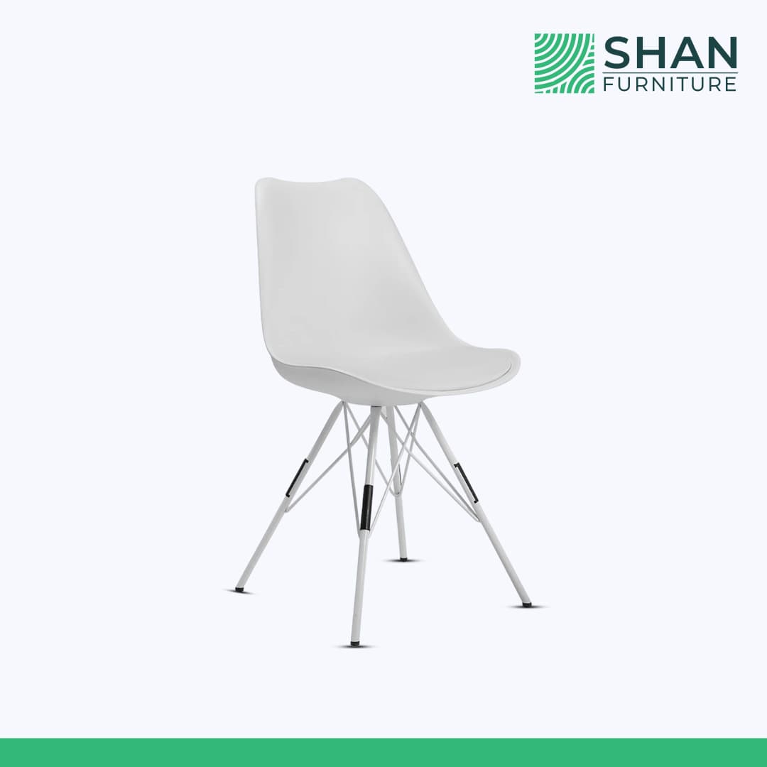 White Shell Chair with Wire Legs