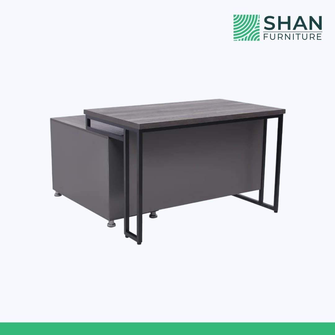 L-Shaped Manager Desk - Charcoal Grey