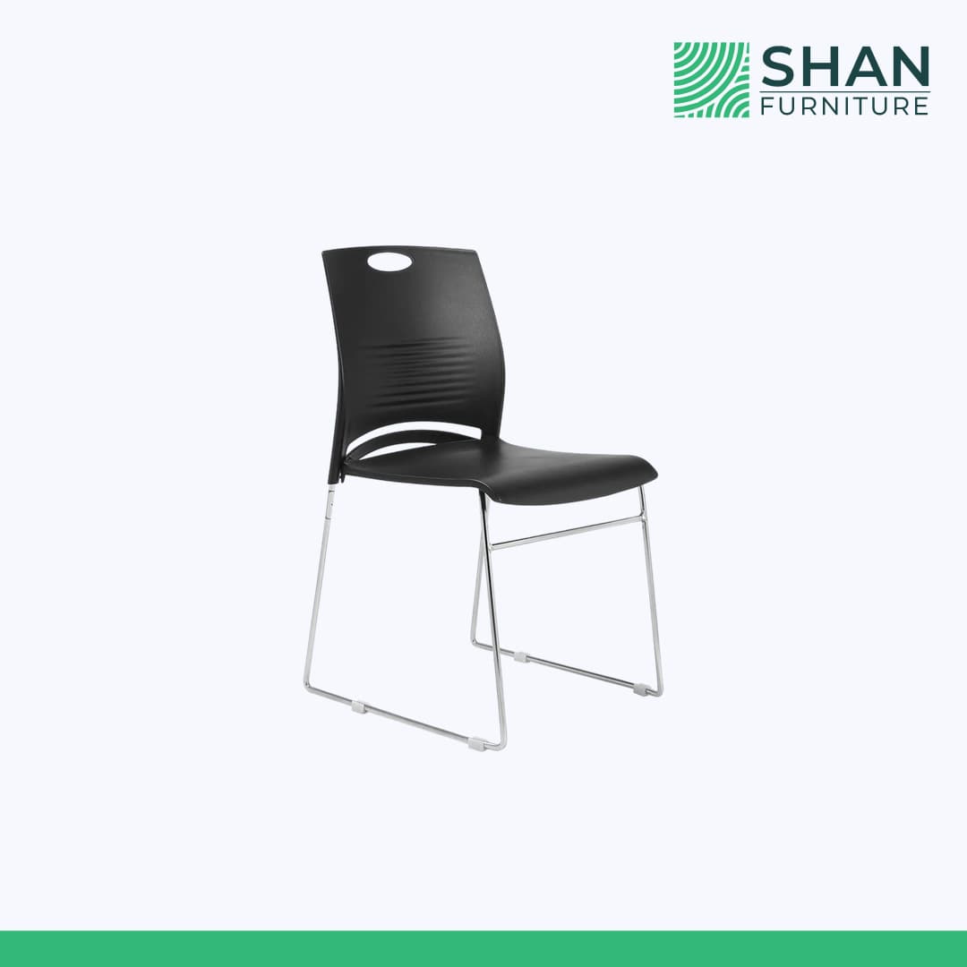 Black Stacking Chair with Chrome Legs