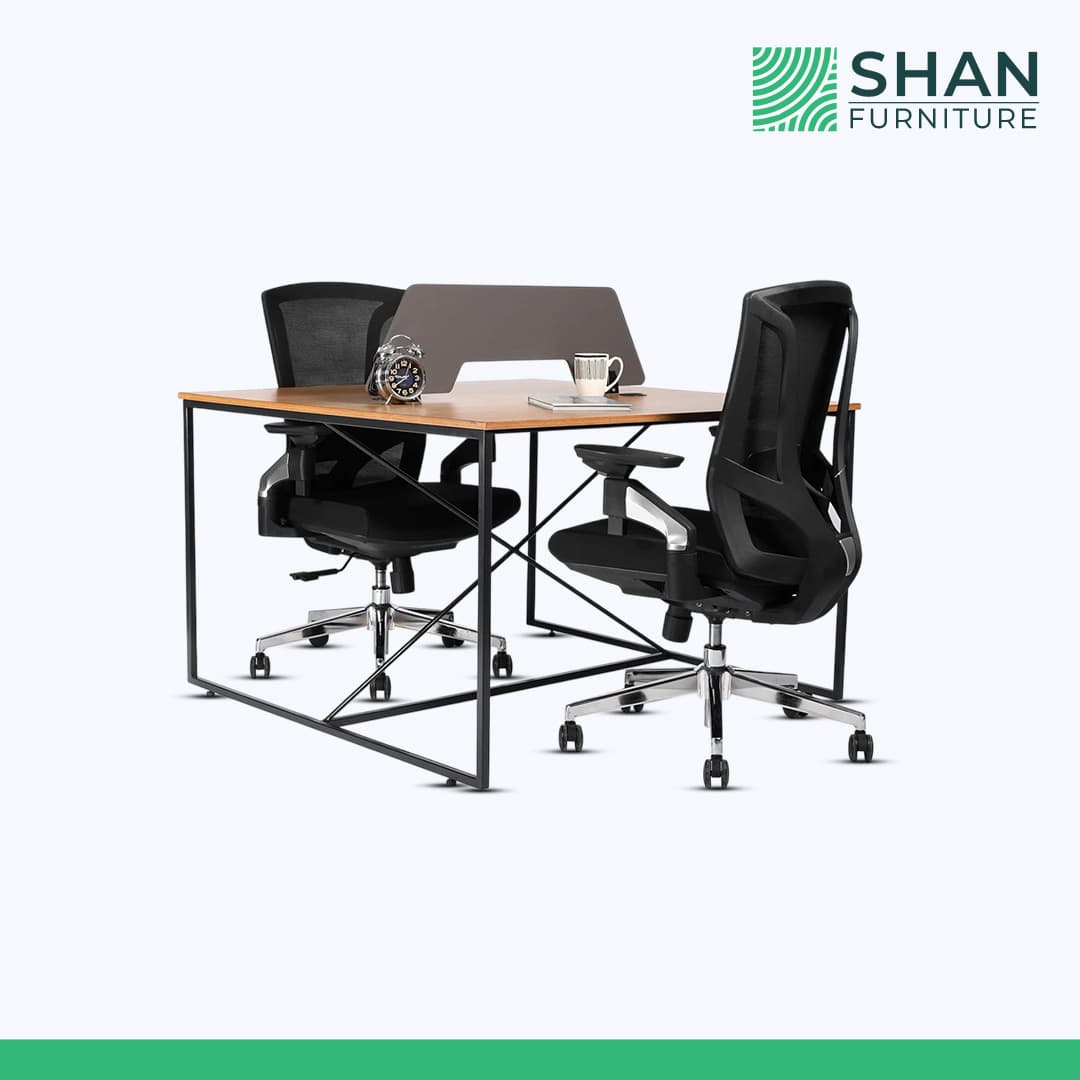 Two-Person Workstation with X-Brace Legs