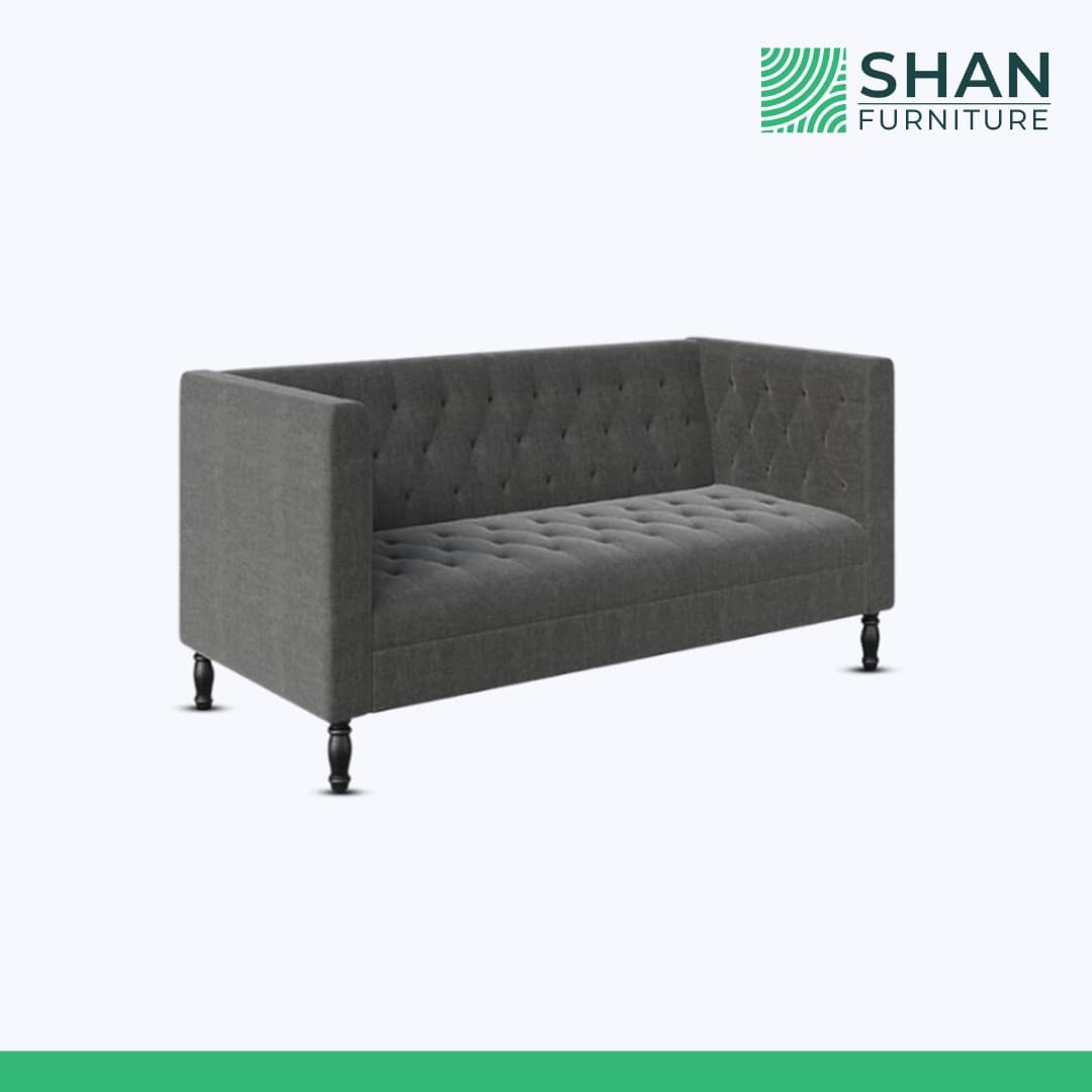 Grey Tufted 2-Seater Sofa