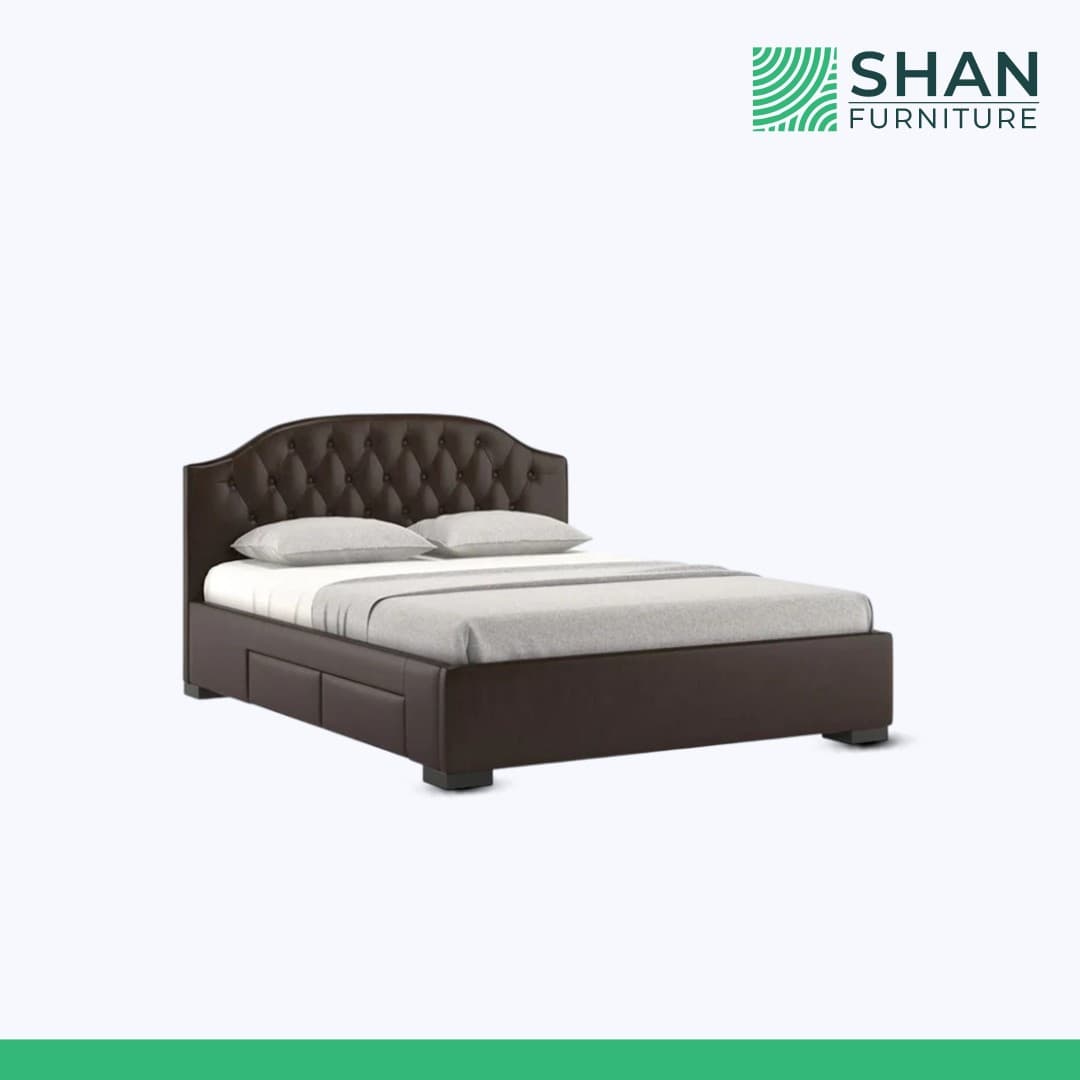 Espresso Faux Leather Arched Storage Bed
