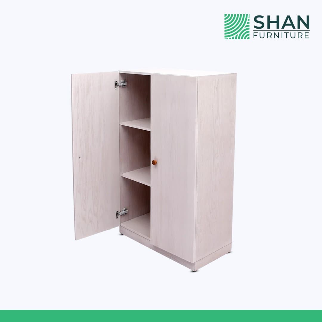 Light Wood Kids Wardrobe with Open Shelves