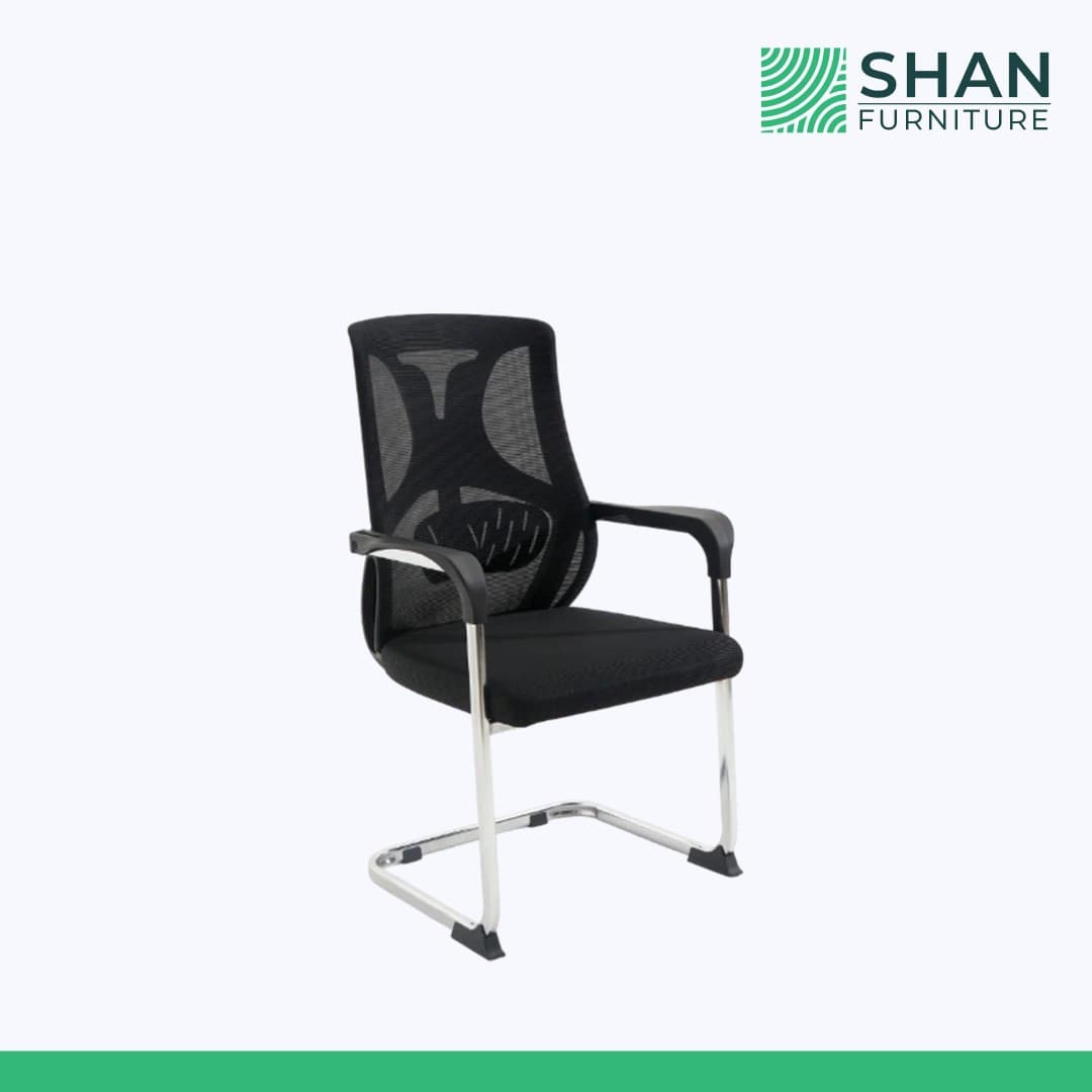 Black Mesh Visitor Chair with Chrome Base