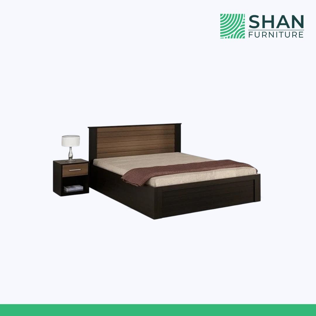 Espresso Stripe Bed with Matching Nightstand