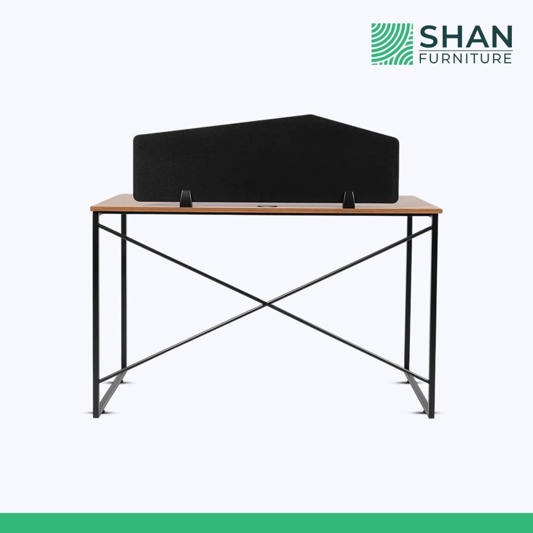Desk with X-Brace Legs and Privacy Screen