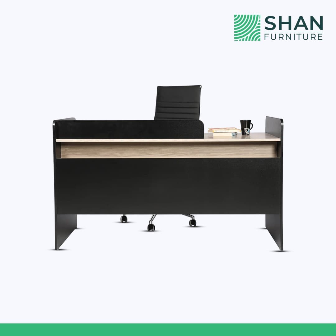 Black Executive Desk with Oak Accent