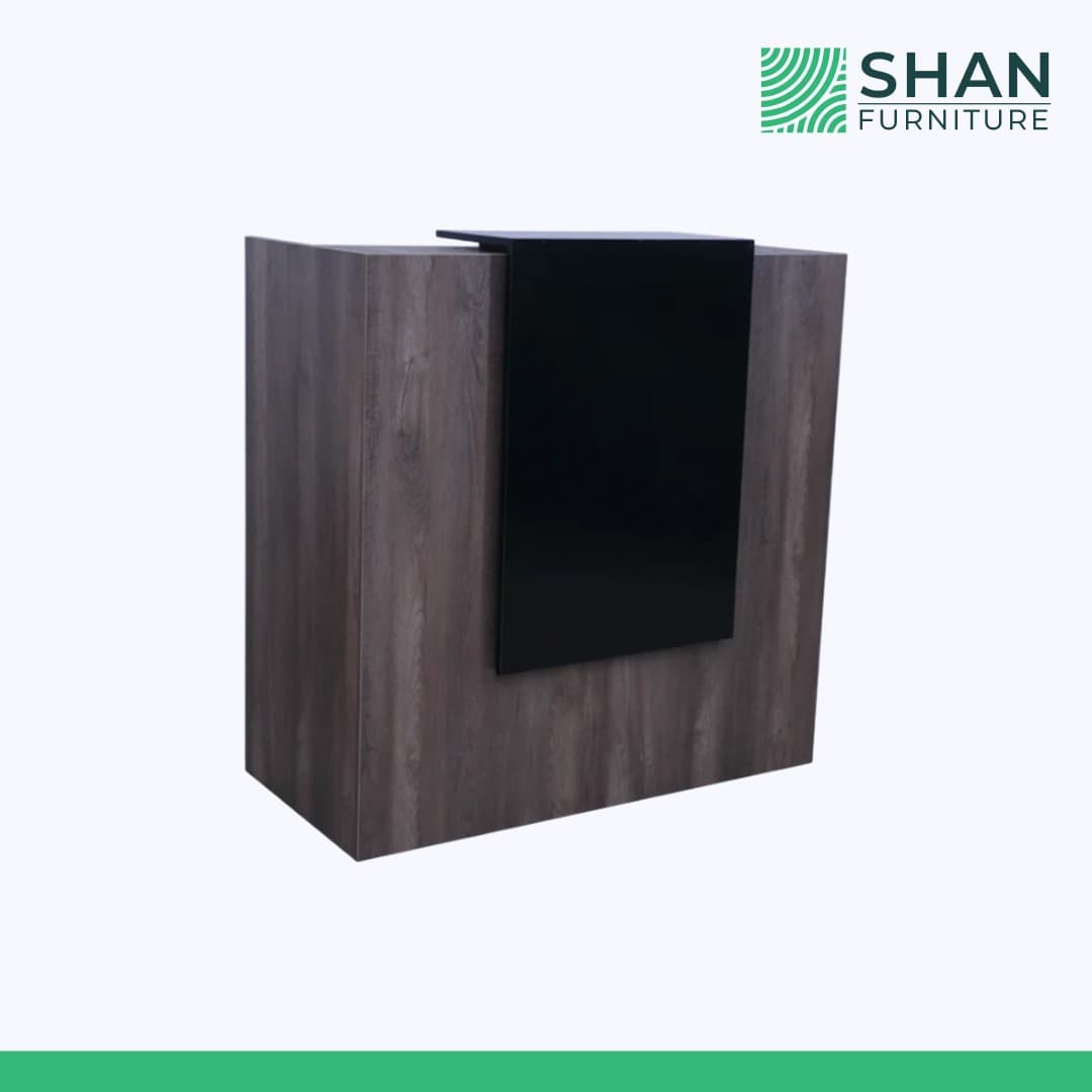 Compact Reception Desk with Black Panel