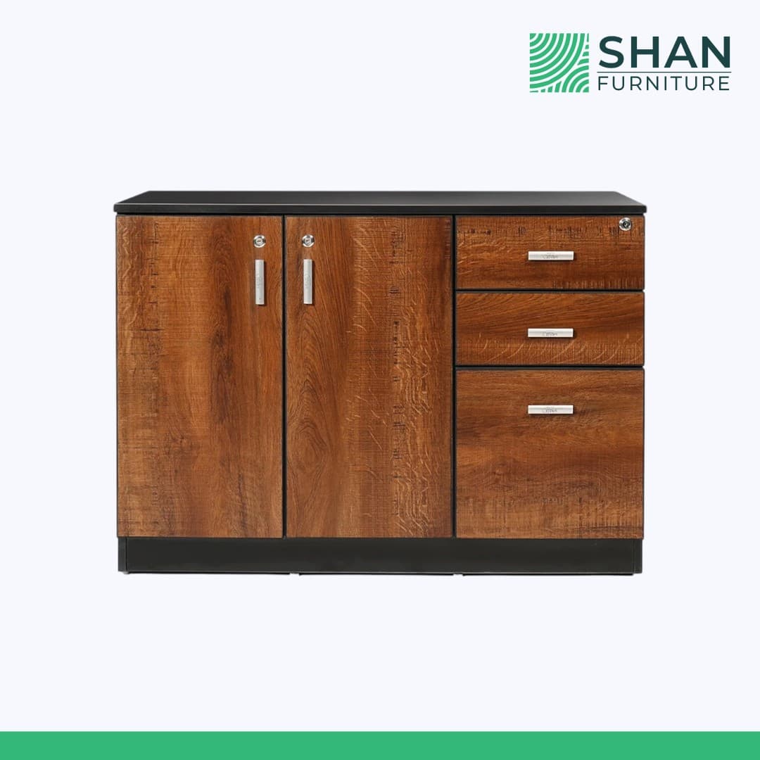 Walnut Sideboard with Locking Doors
