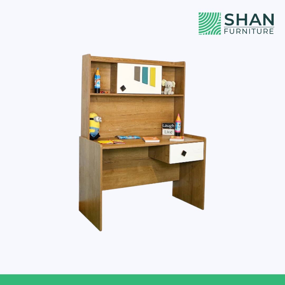 Kids Study Table with Hutch - Natural Oak