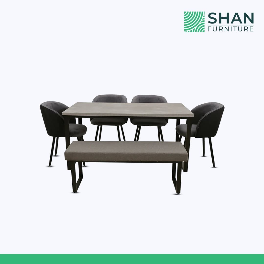 Dining Table with Bench - Concrete Grey