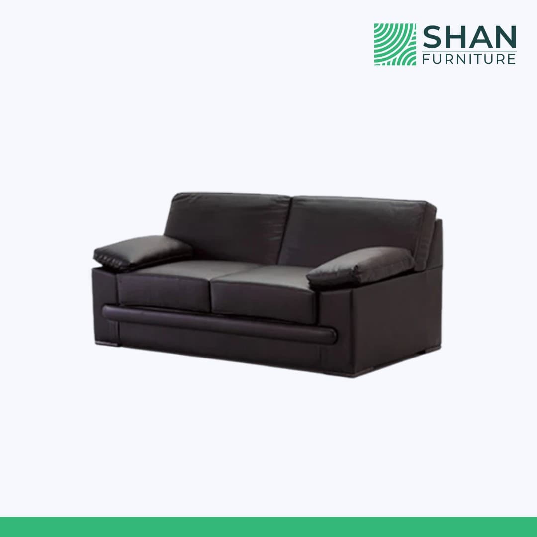 Dark Brown Leather 2-Seater Office Sofa