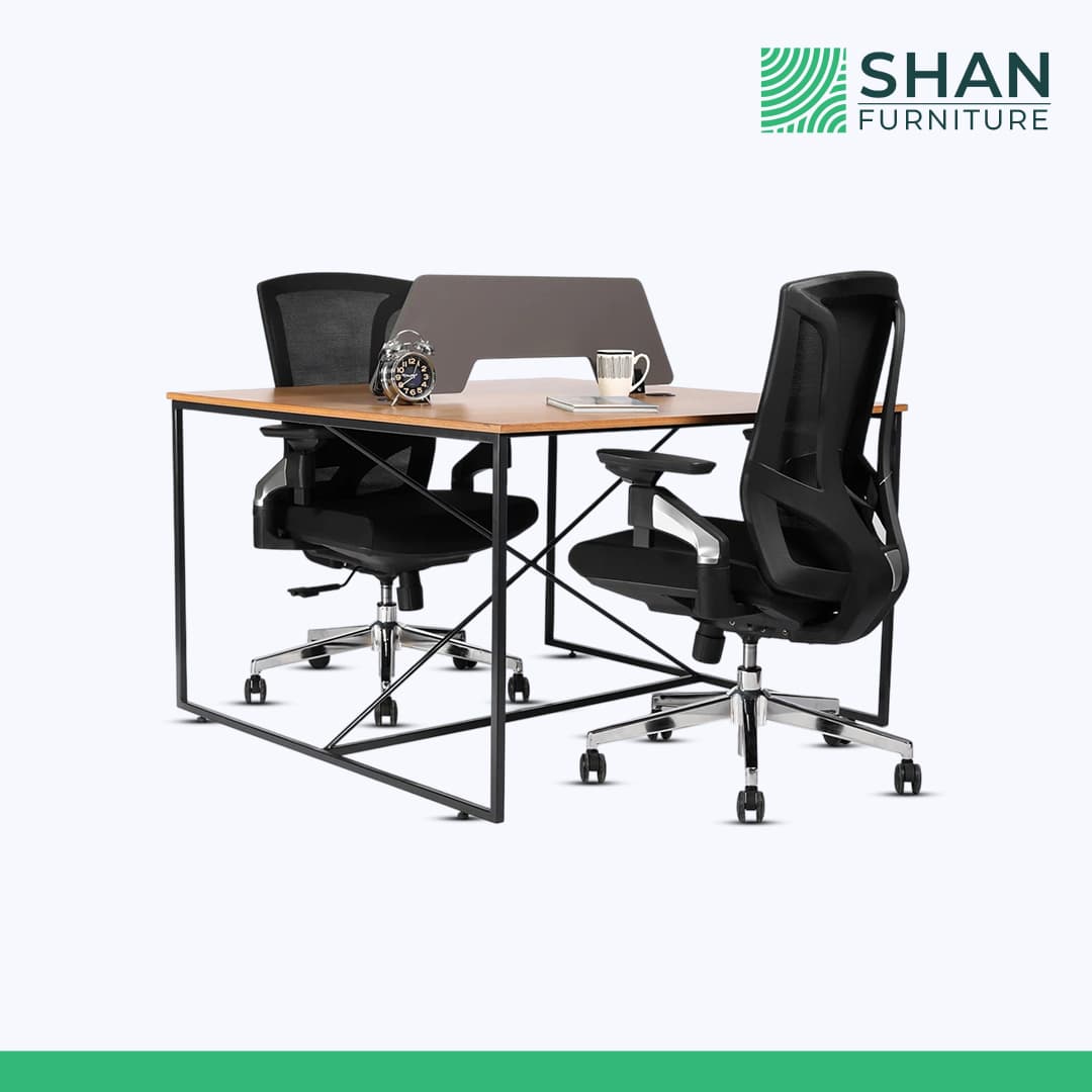 2-Person Corner Workstation with X-Frame Legs