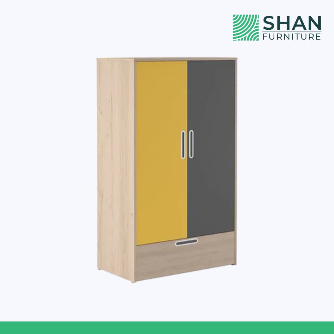 Kids Wardrobe with Mustard and Charcoal Doors