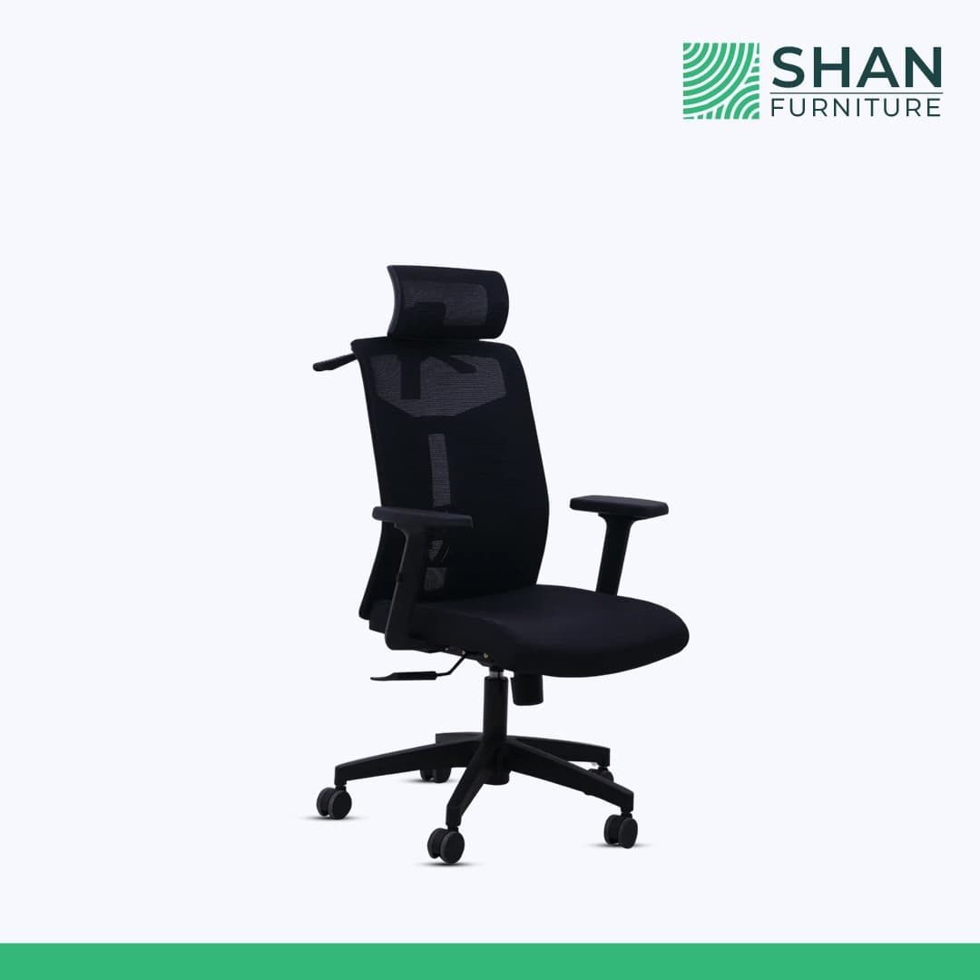 Black Mesh Executive Chair with Adjustable Arms