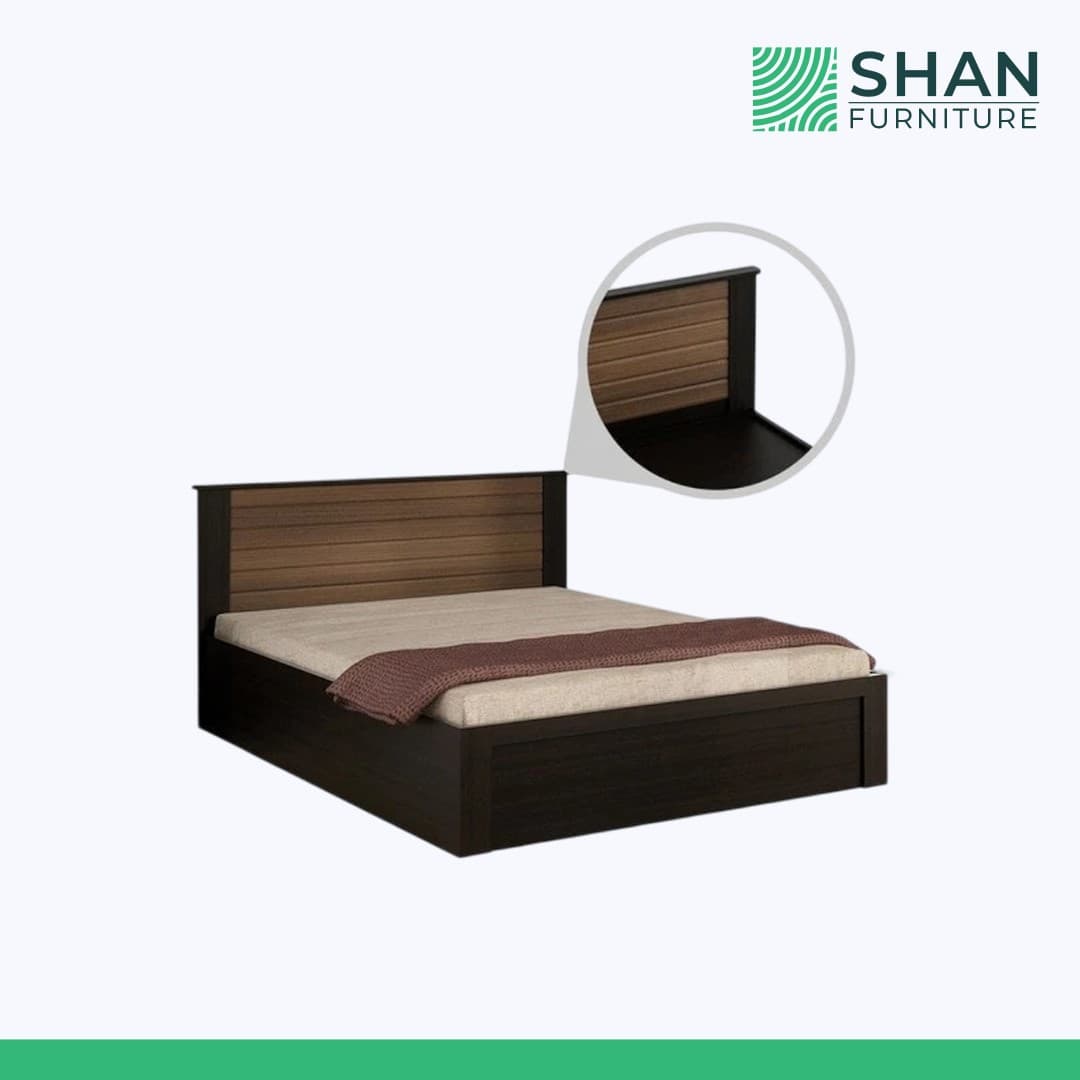 Espresso Stripe Bed with Matching Nightstand