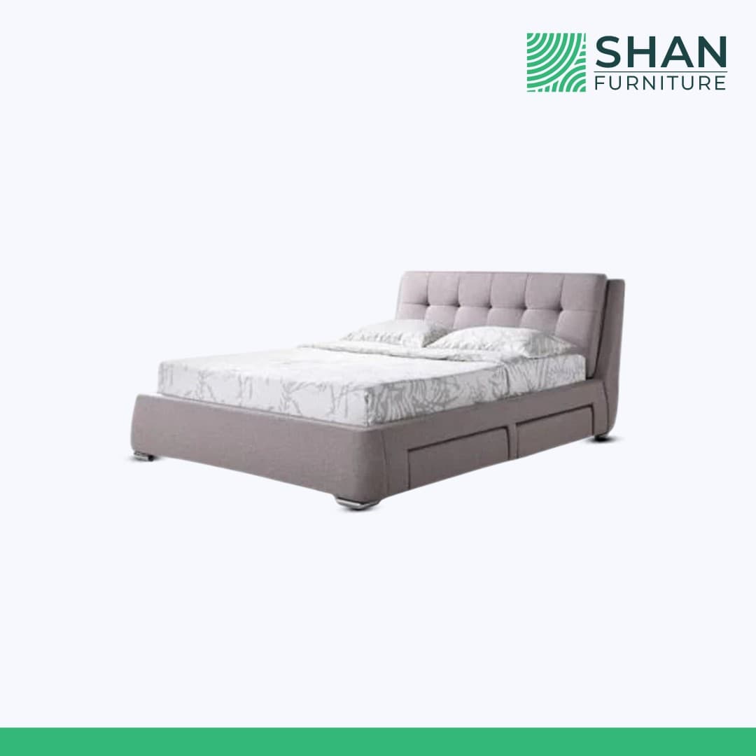 Charcoal Tufted Storage Bed with Chrome Legs