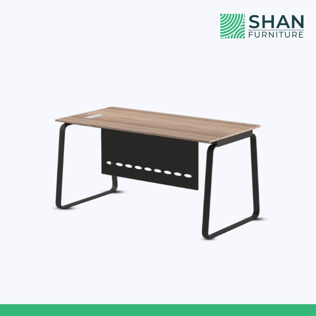 Compact Desk with Perforated Black Modesty Panel