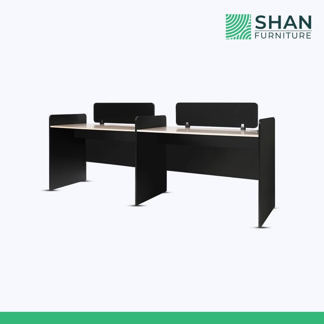 Two-Person Workstation with Privacy Screens