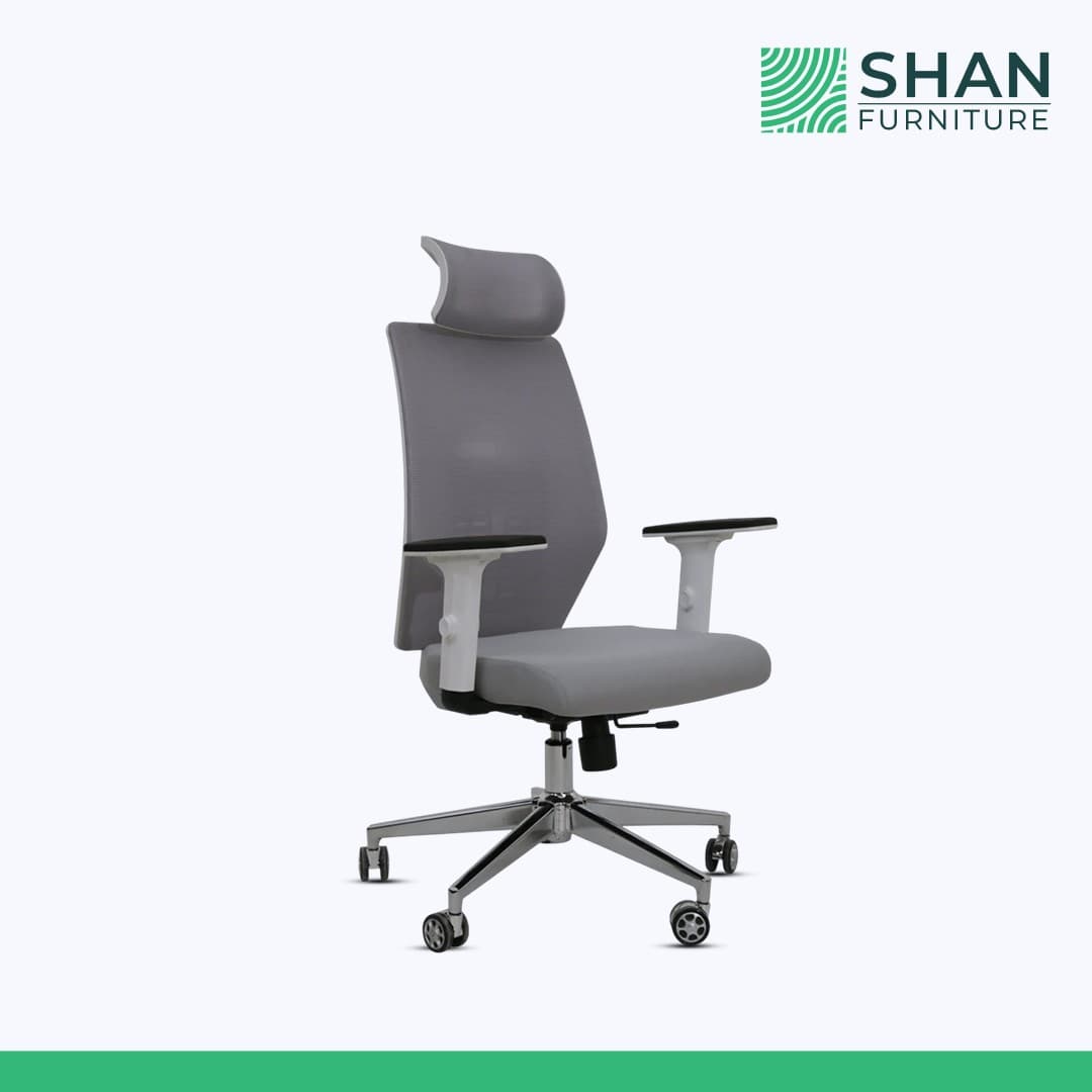 Grey Mesh Executive Chair with Chrome Base