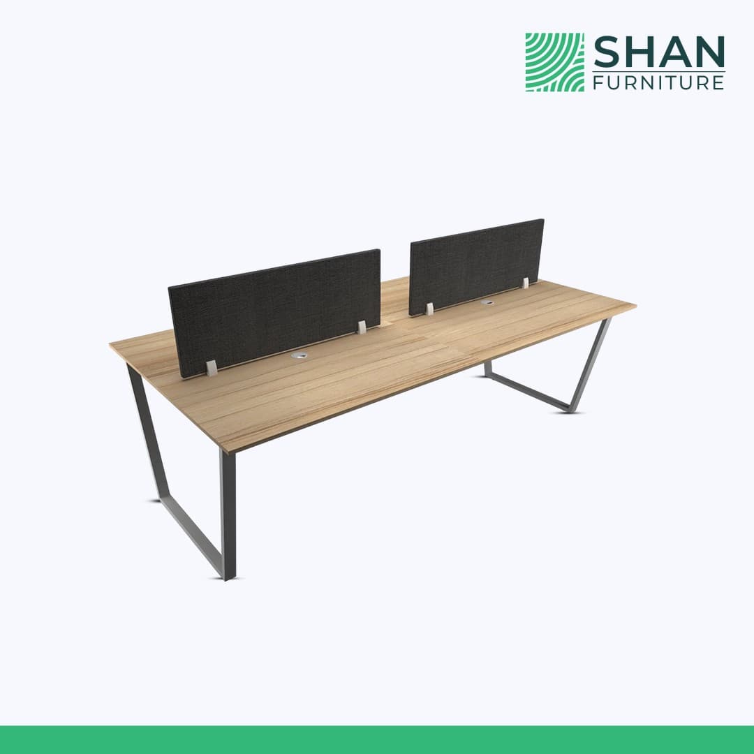 2-Seat Bench Desk with Grommet Ports
