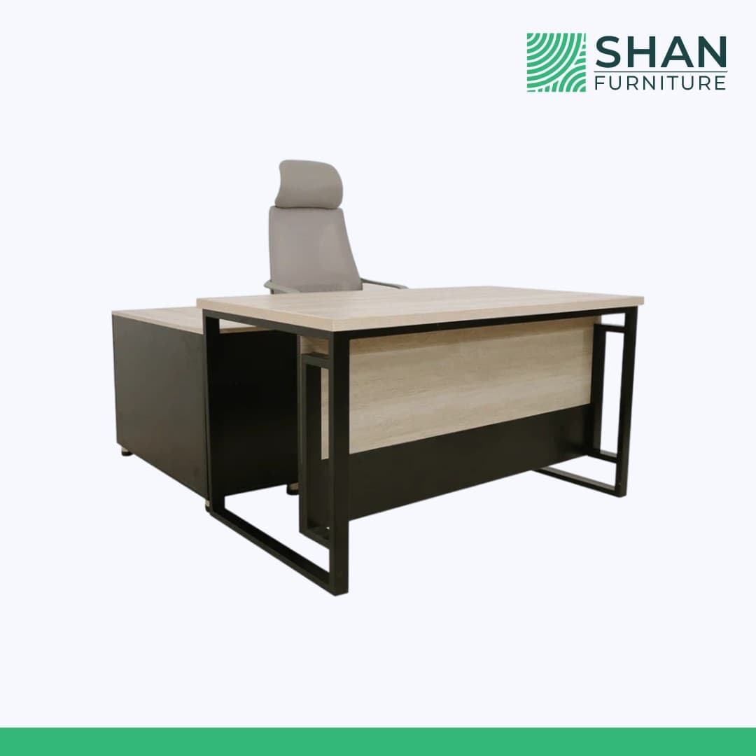 L-Shaped Manager Table with Side Cabinet