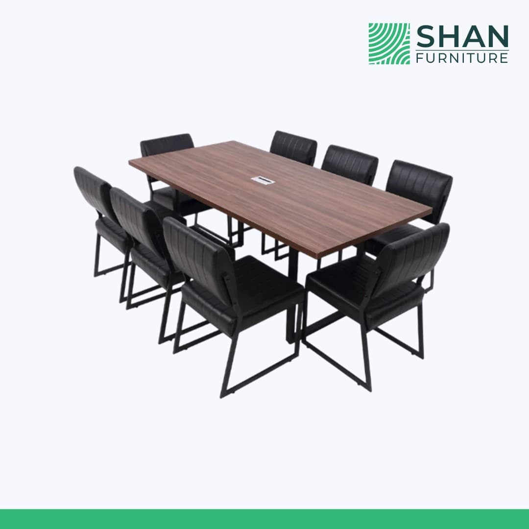 8-Seater Walnut Conference Table with Chairs